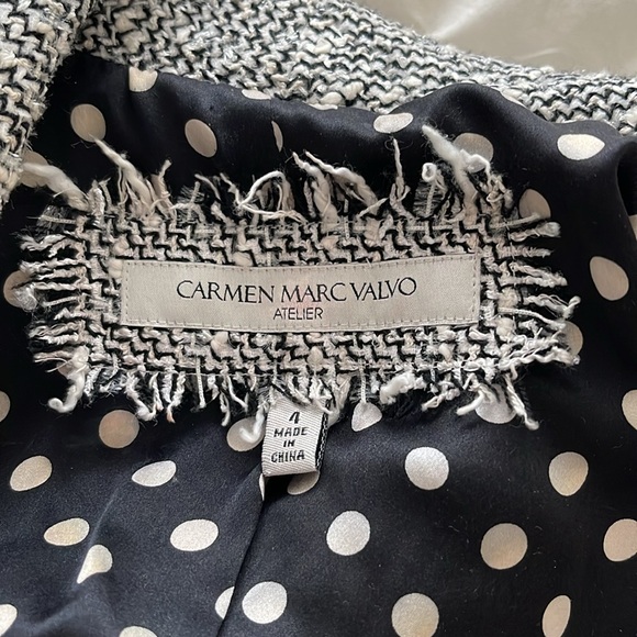 NWOT Vintage Carmen Marco Valvo Women's Black and White Tweed Jacket - Picture 6 of 15